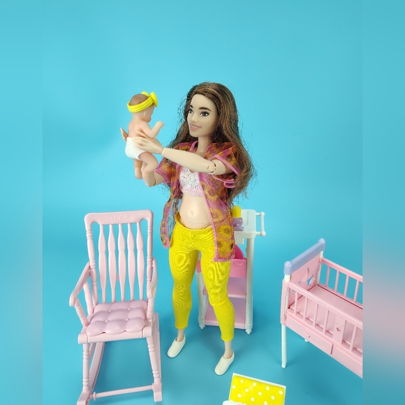 Mattel Curvy Barbie Extra Doll Zuru My Mini Baby Girl + Nursery Accessories Lot - Picture 7 of 12
